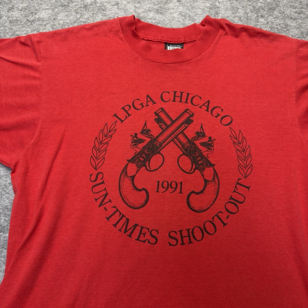 VTG 1991 LPGA Chicago Shoot-Out T-Shirt L Red Cellular One USA - Picture 2 of 10